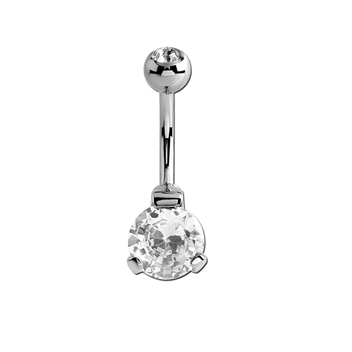Steel Navel Round Prong Stone 1.6x10mm