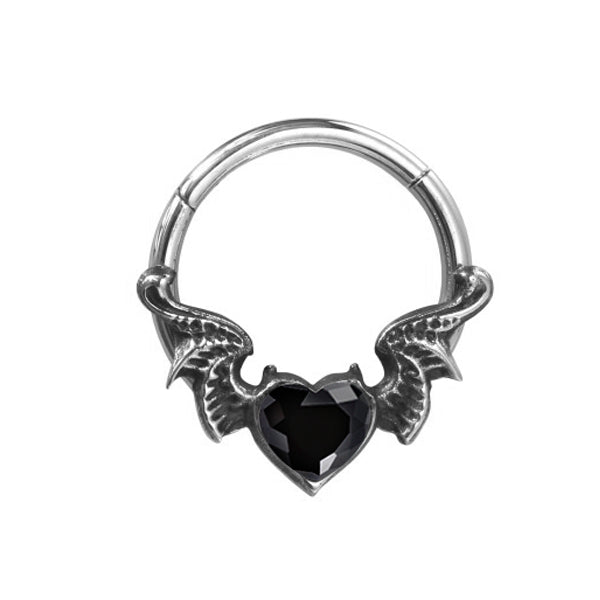 Hinge Ring with Heart Bat 1.2mm x 8mm