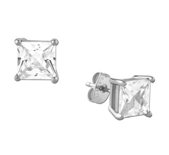 Squared Prong Set Earring Pair