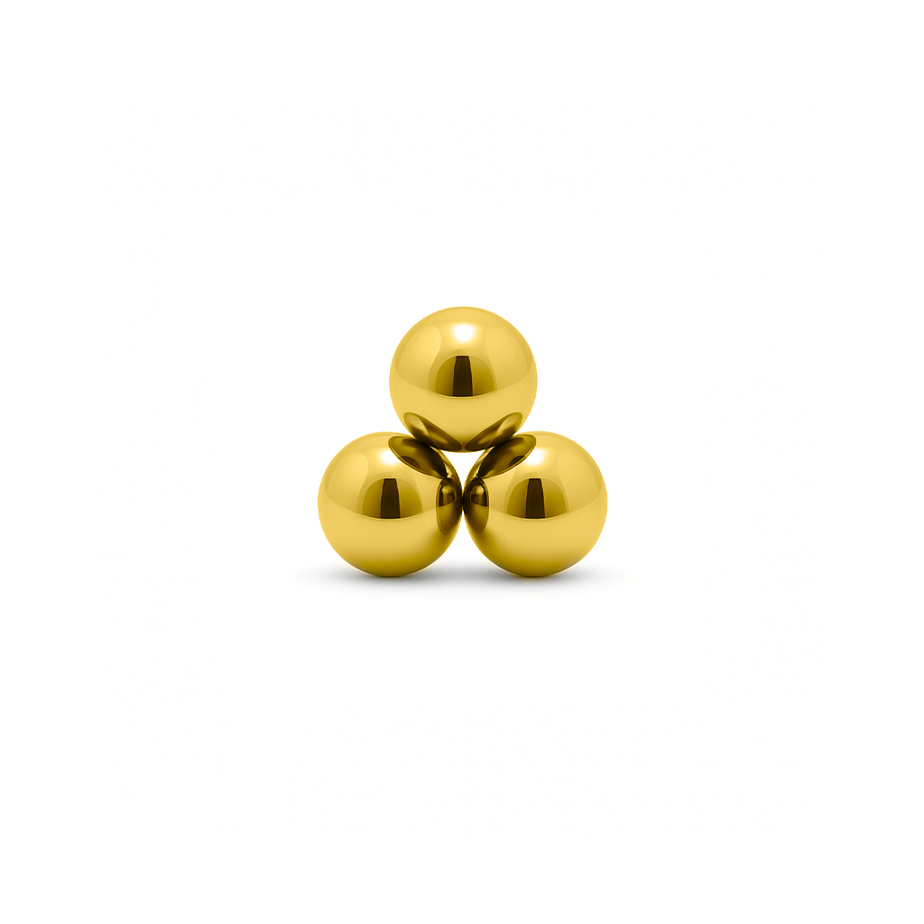 Trident 24kt Gold PVD Titanium Threadless Trio Ball Attachment