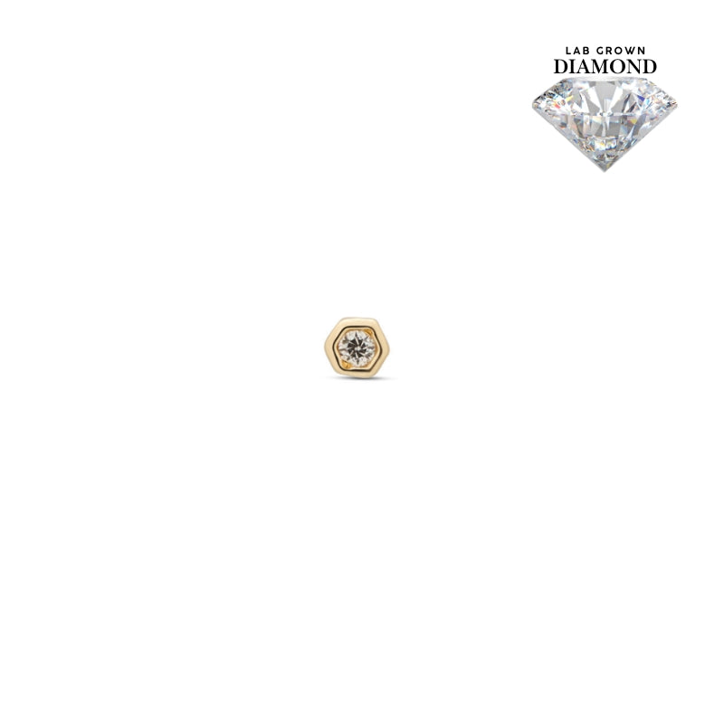 14kt Gold Threadless - Bezel Hexagon Attachment - Lab Grown Diamond