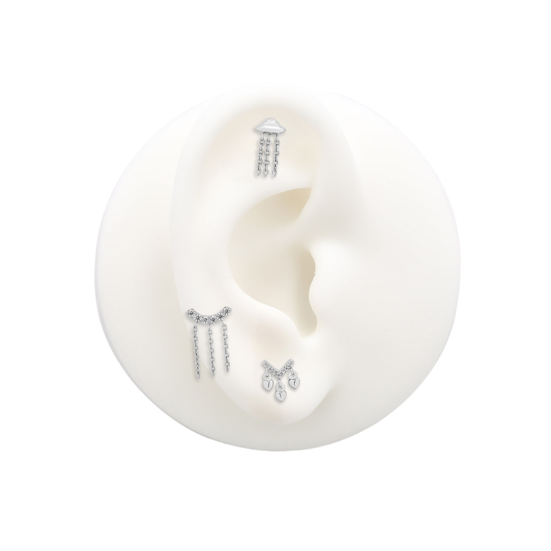 Trident Threadless Tribal V With 3 Dangle Heart Attachment