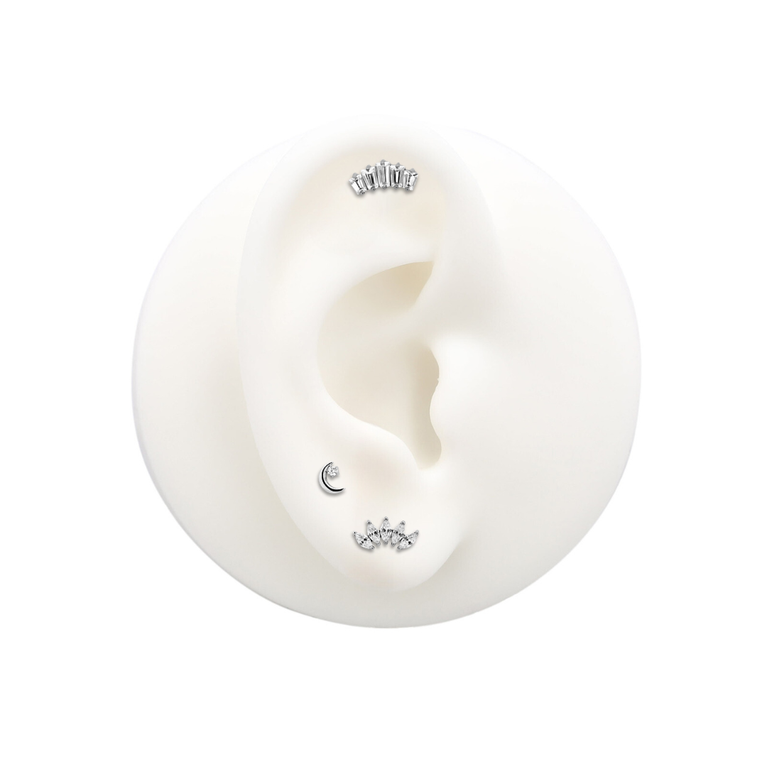 Trident Threadless Moonstar w Crystal Attachment