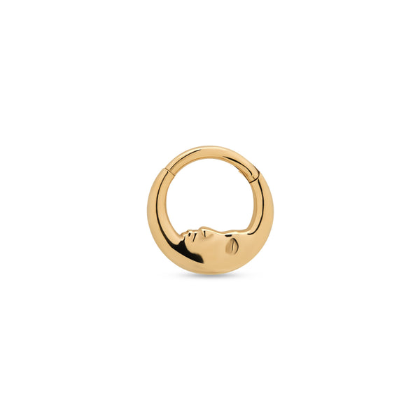 Trident 24kt Gold PVD Titanium Moon Face Hinged Ring