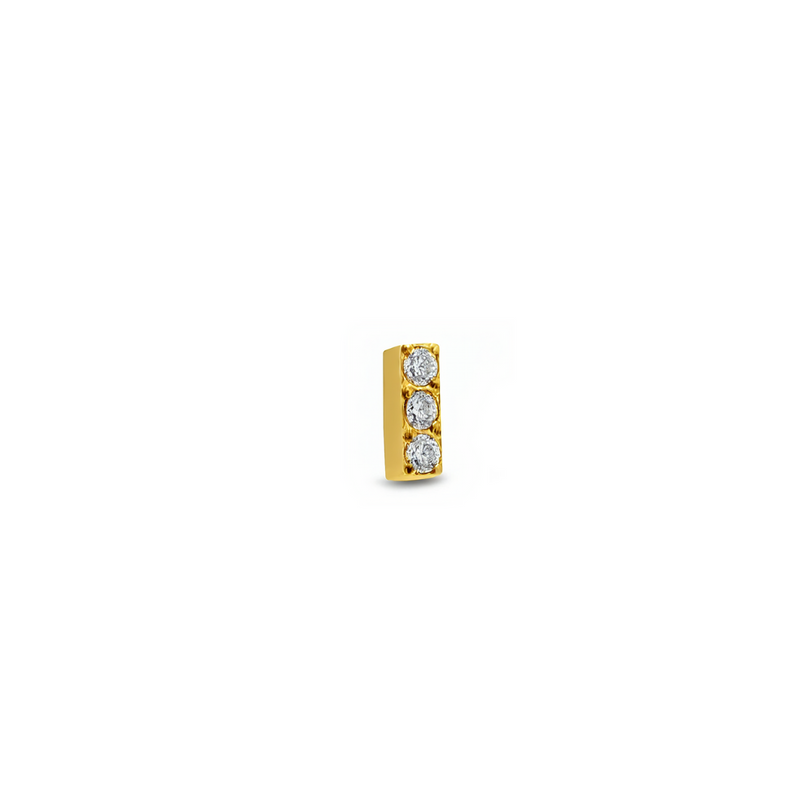 Trident 24kt Gold PVD Jeweled 3 Stone Bar Attachment