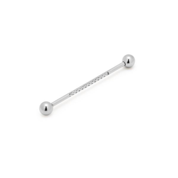 Steel Jewel Paved Industrial Barbell 1.6mm x 36mm