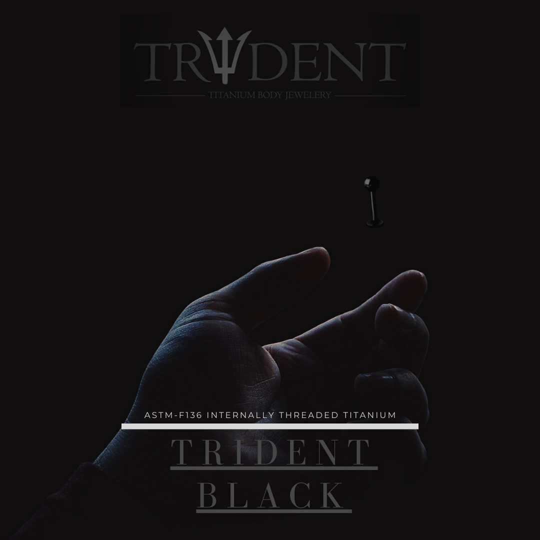 Trident Black PVD Titanium Internally Threaded Jeweled Straight Barbell