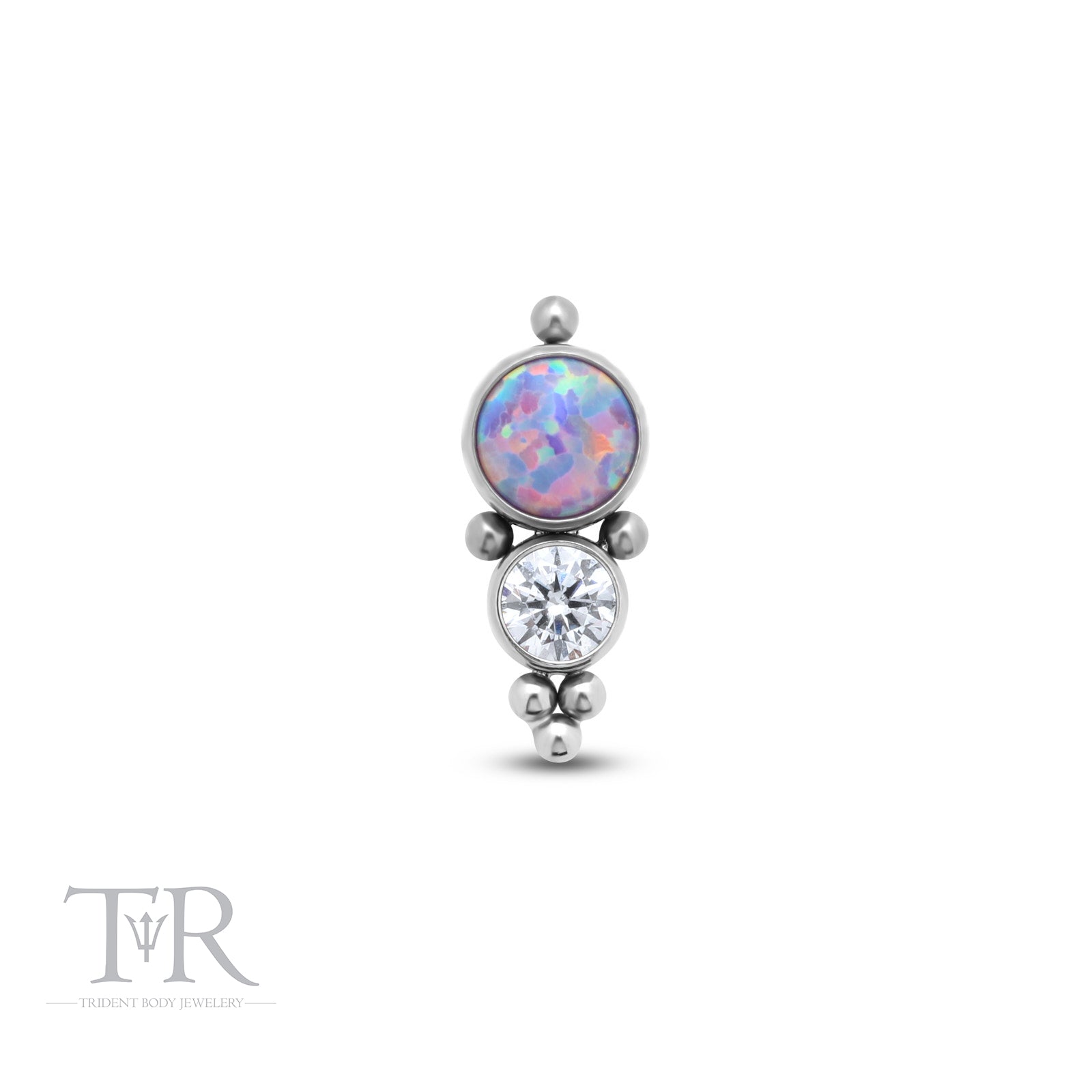 Trident Internally Threaded 2 Jewel Cluster Crystals And Opal Attachment