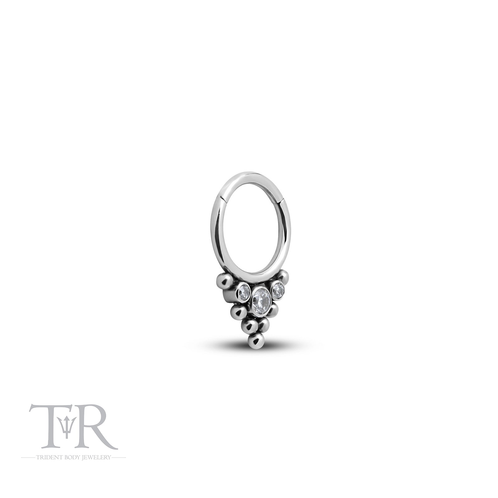 Trident Jeweled Tri Cluster Hinged Ring