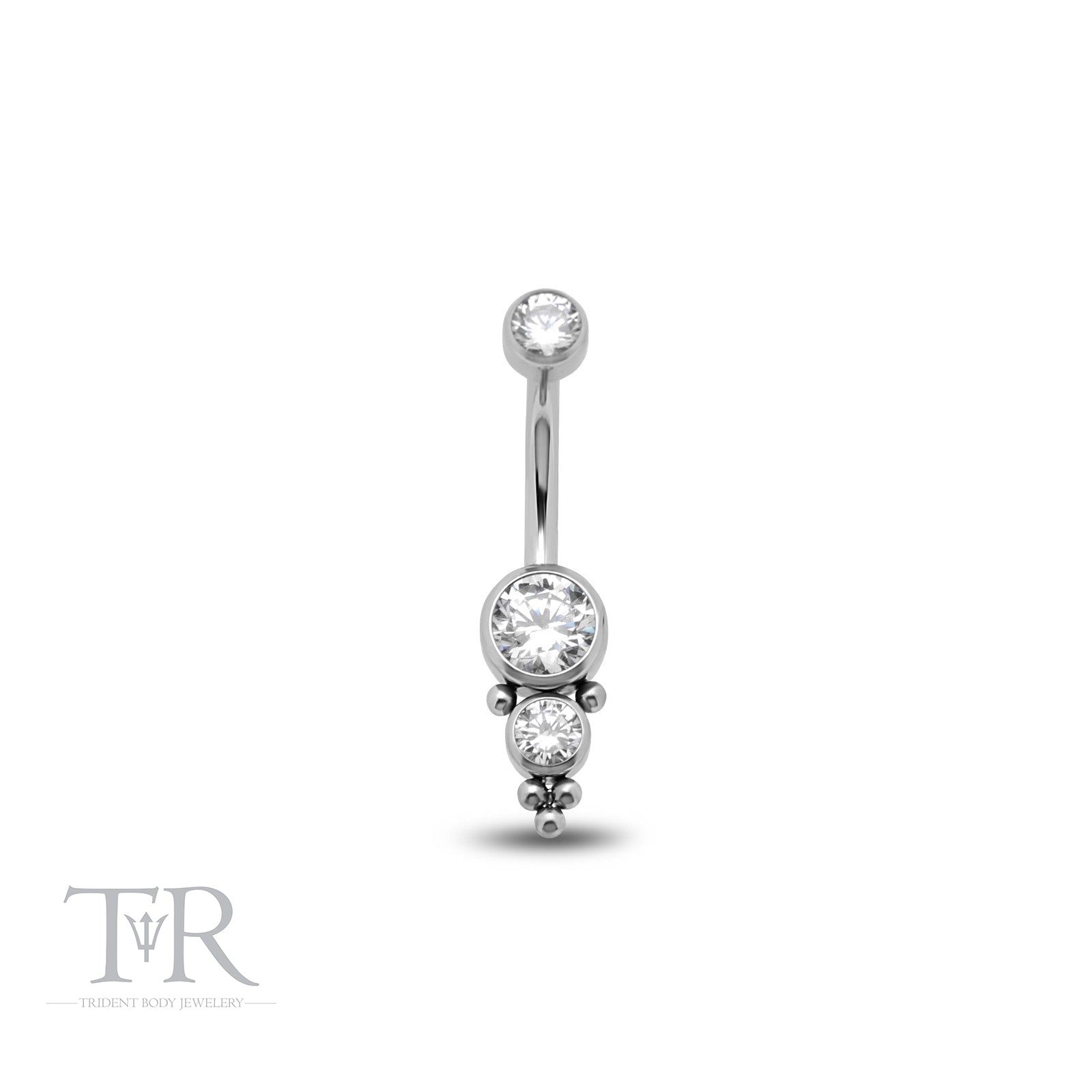 Trident Internally Threaded Jewelled Trio Bead Cluster Navel