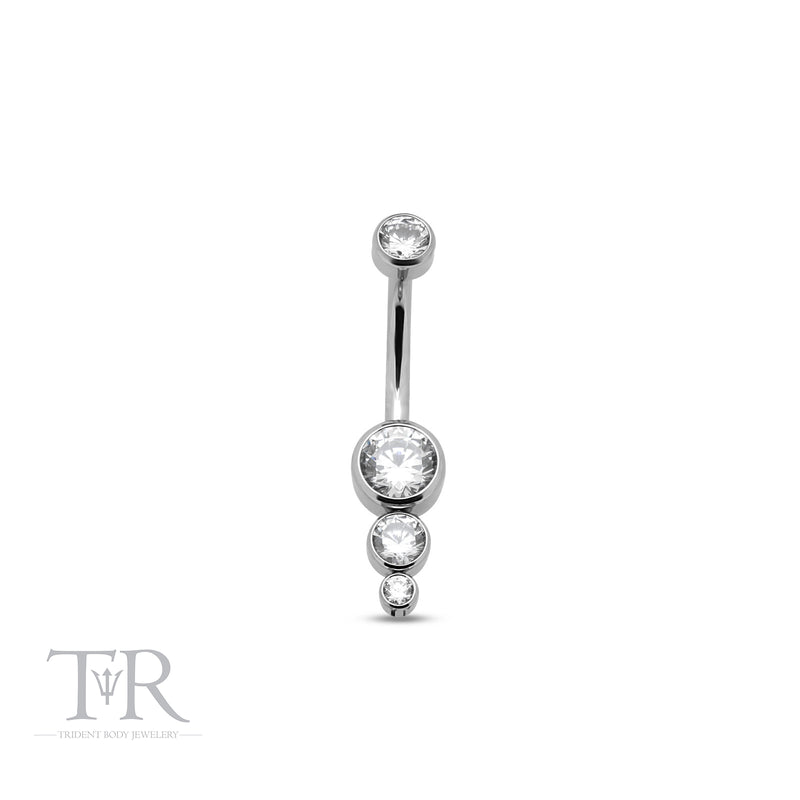 Trident Jewelled Cluster Navel Bar 1.6mm x 10mm