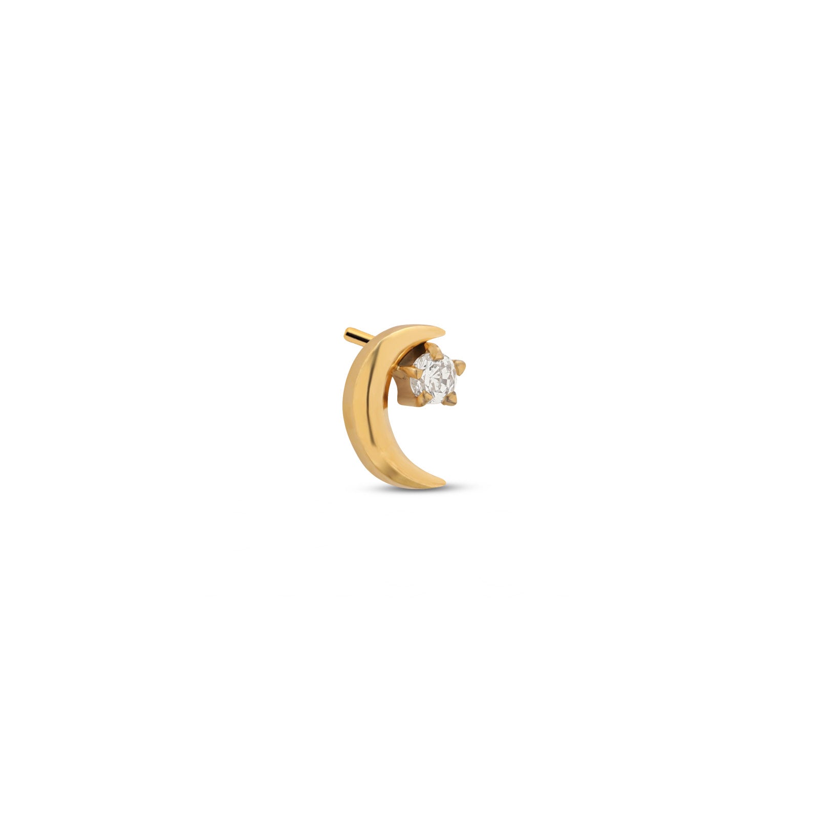 Trident 24kt Gold PVD Titanium Threadless Moonstar Attachment w Crystal Attachment