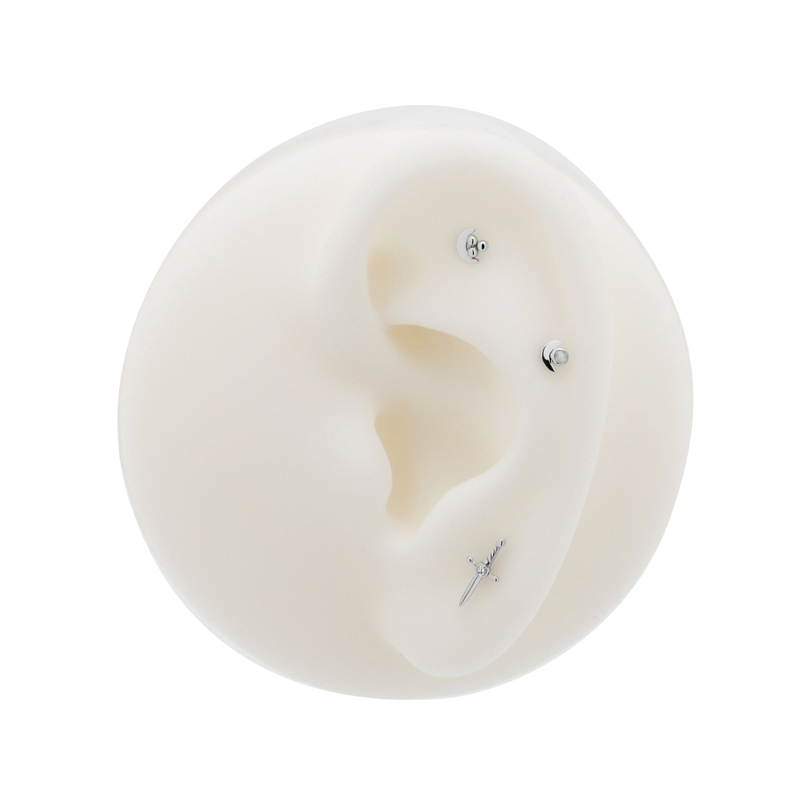 White 14kt Gold Threadless Jewel Sword