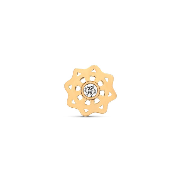 Trident 24kt Gold PVD Threadless Geometric Flower with Crystal