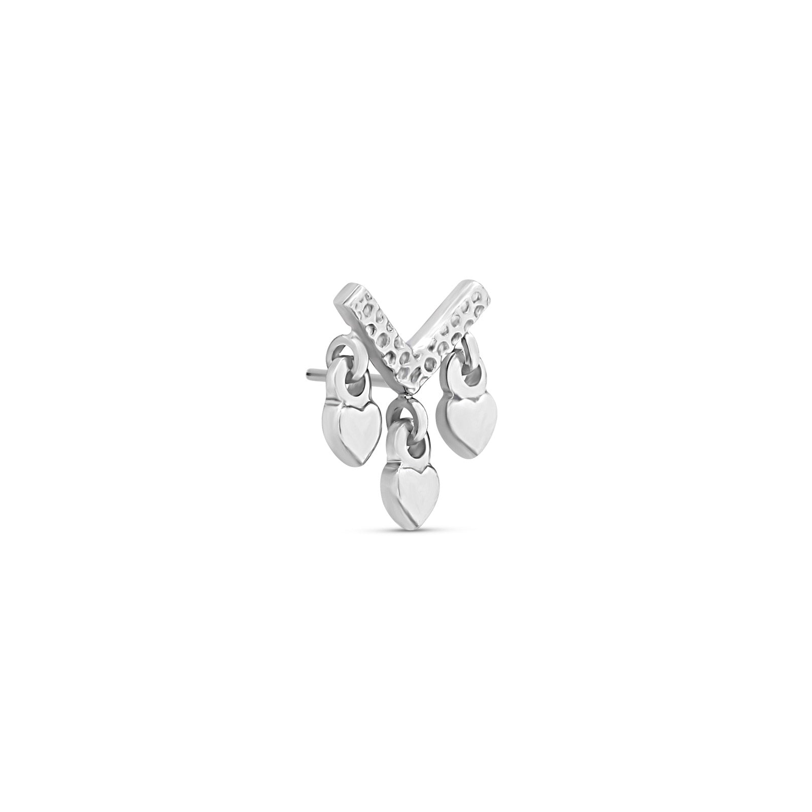 Trident Threadless Tribal V With 3 Dangle Heart Attachment