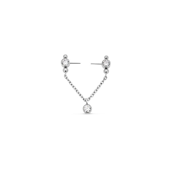 Trident Threadless Nipple Chain with Dangle Jewel