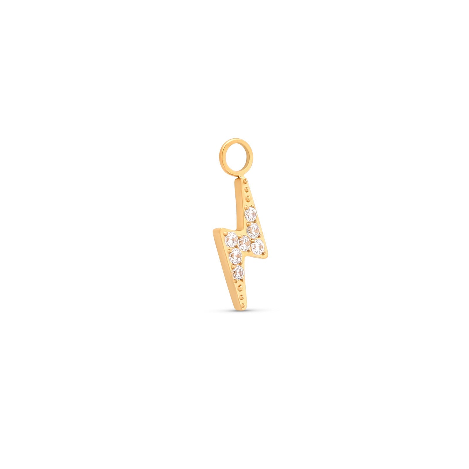 Trident 24kt Gold PVD Titanium Jewelled Lightning Bolt Dangle