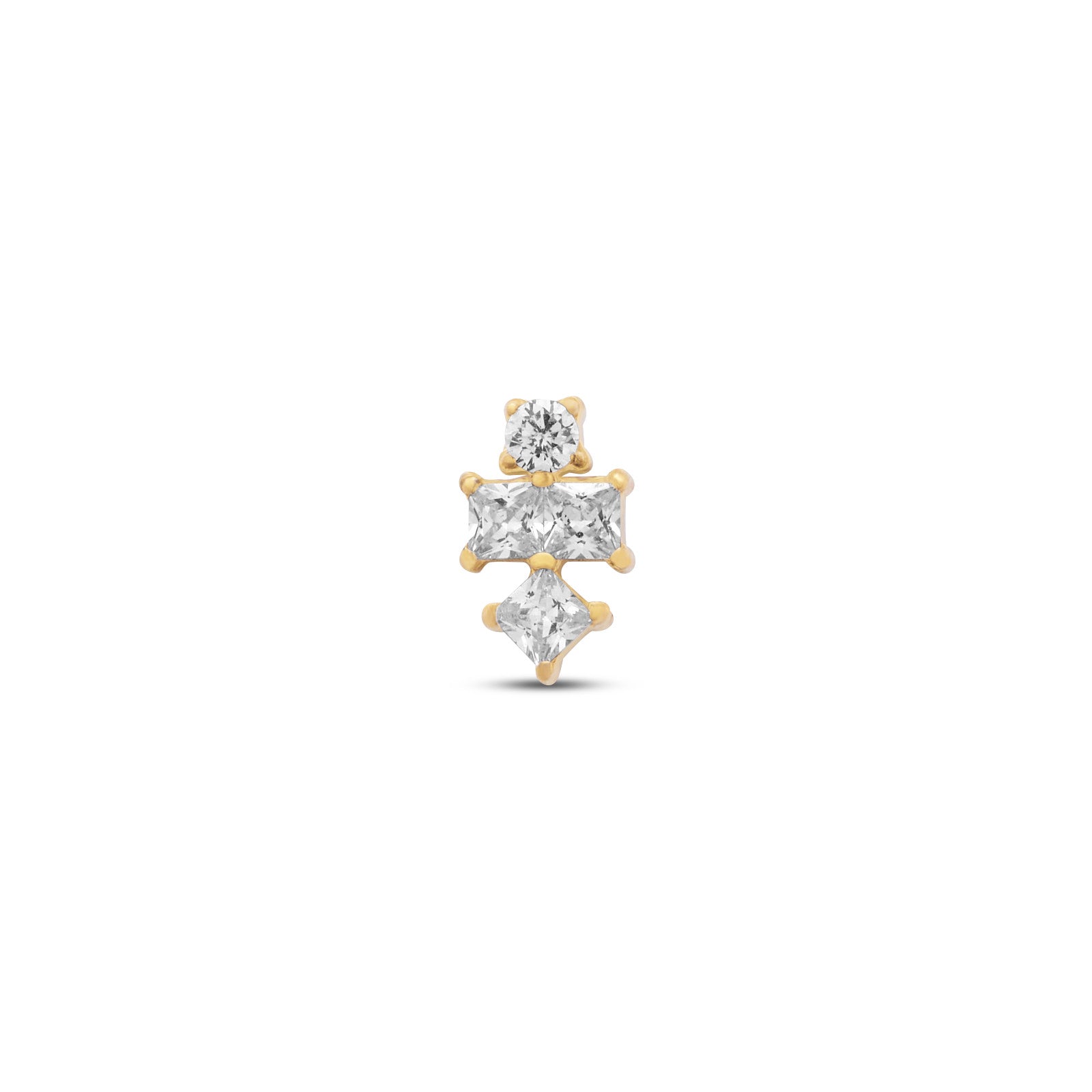 Trident 24kt Gold PVD Titanium Internally Threaded Square Jewel Attachment