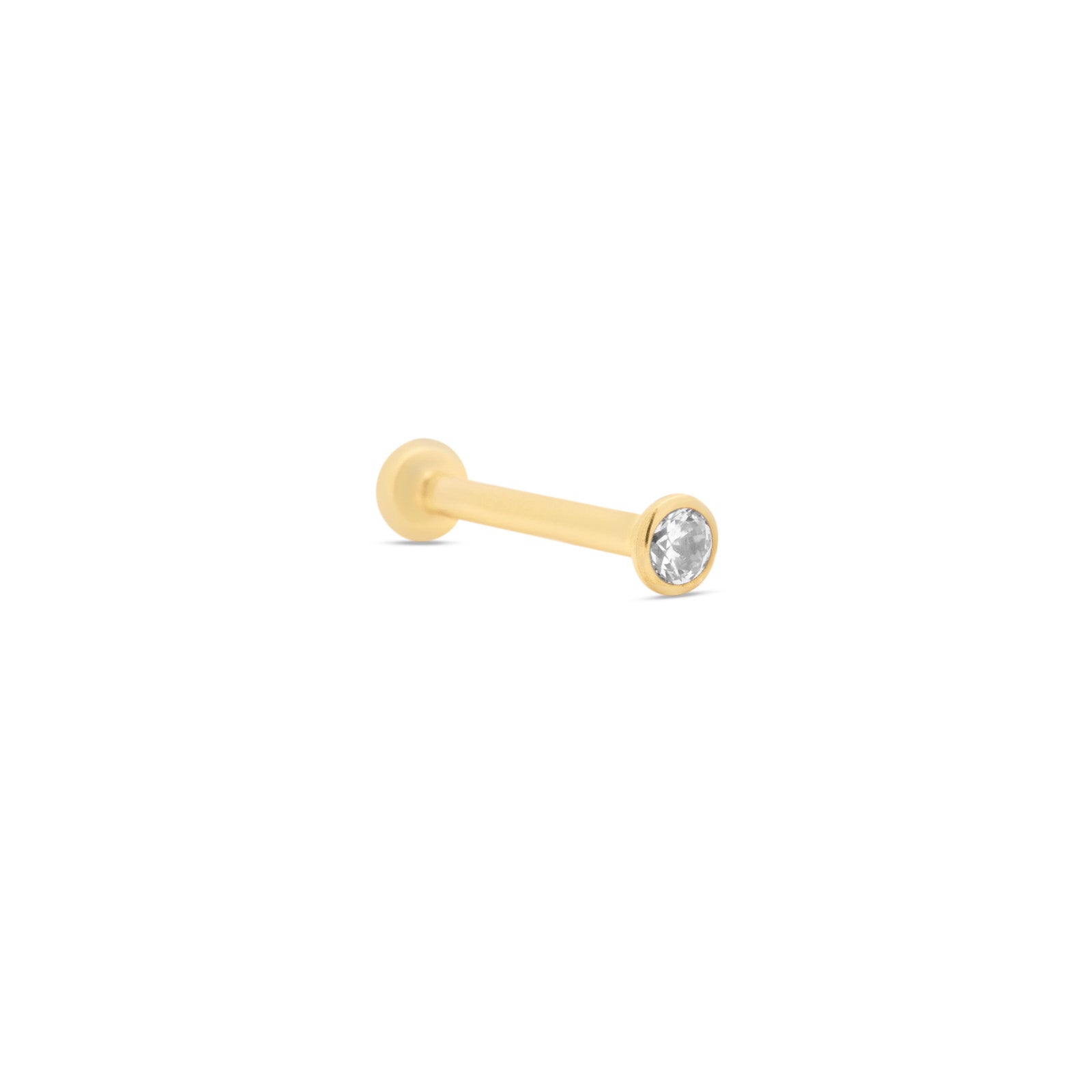 Trident 24kt Gold PVD Titanium Threadless Nose Labret Rounded Bezel