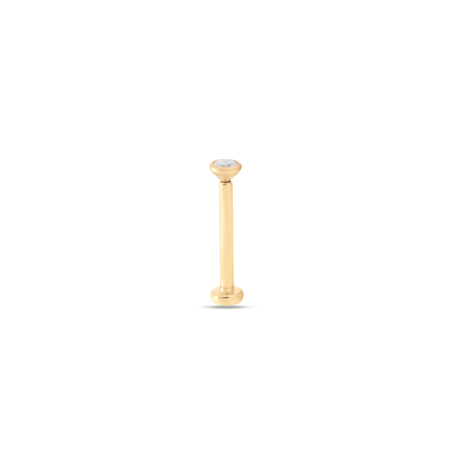 Trident 24kt Gold PVD Titanium Threadless Nose Labret Rounded Bezel