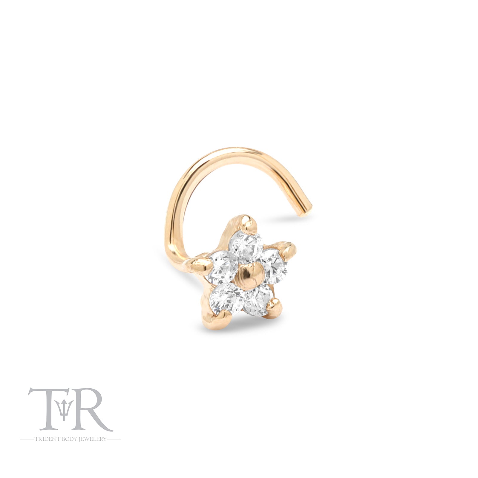 14kt Yellow Gold Star Nose Stud