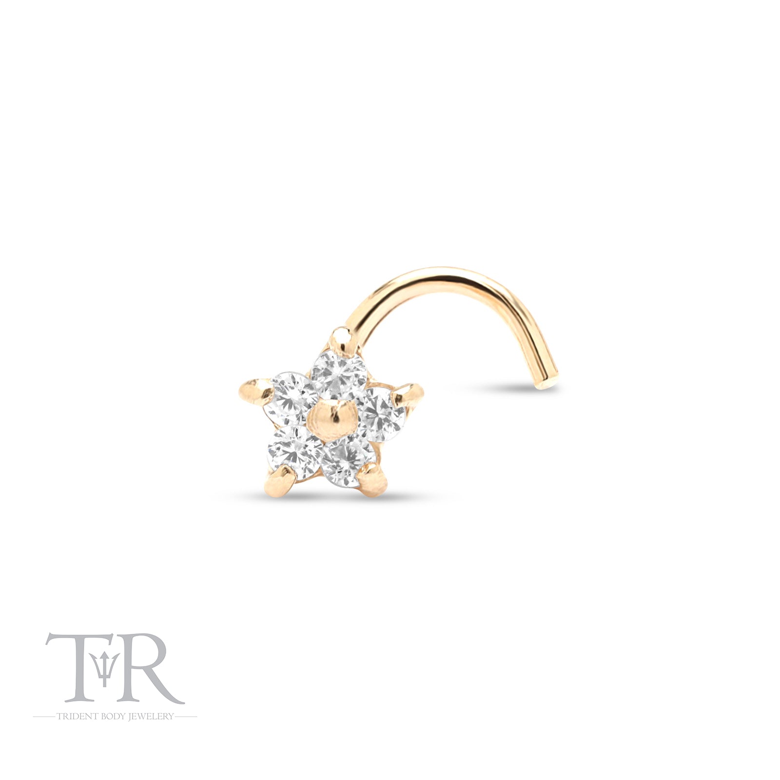 14kt Yellow Gold Star Nose Stud