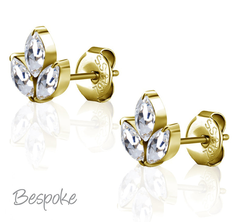 Bespoke Earring 0.8mm Gold Marquise - Pair