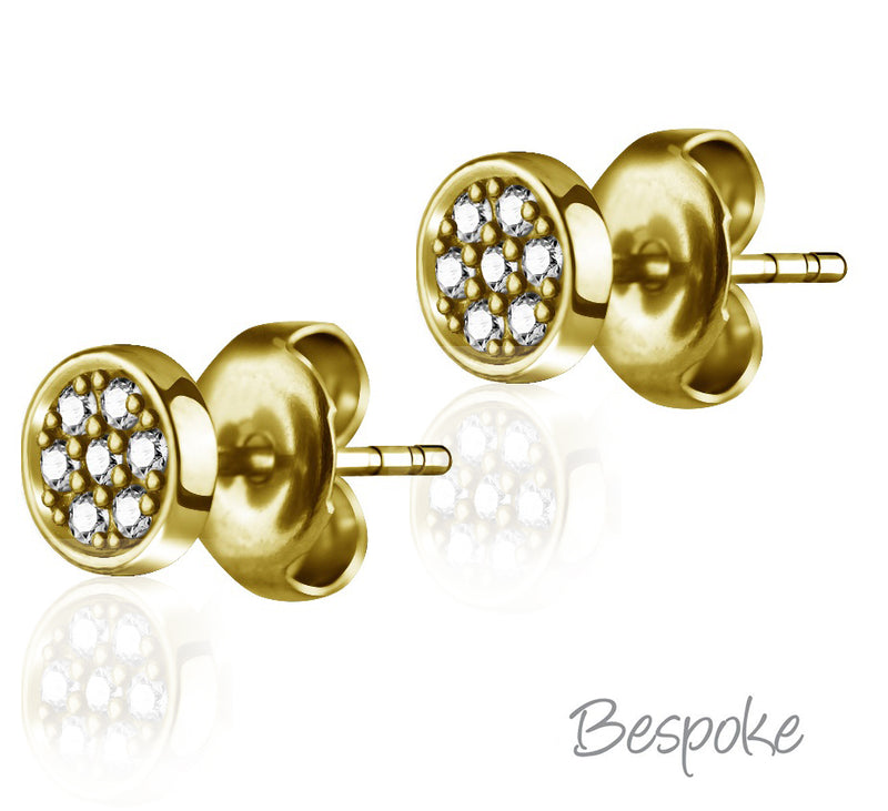 Bespoke Earring Round Jewels Gold 0.8mm - Pair