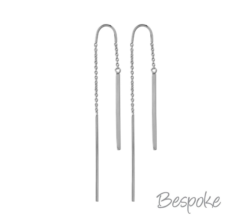 Bespoke Steel Hanging Bar Earring Chain Pair