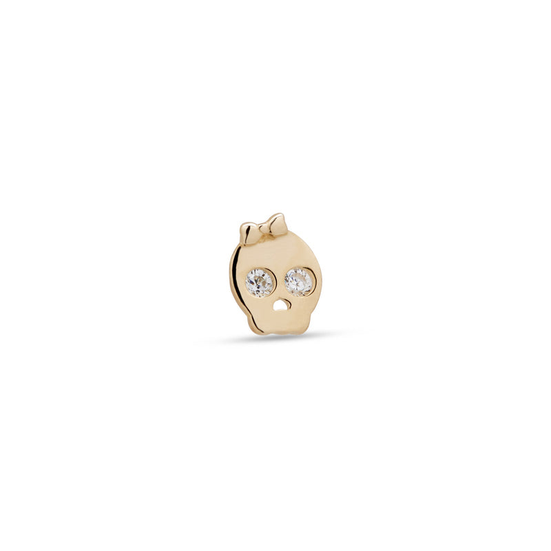 14kt Gold Threadless - Skull With Bow