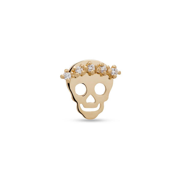 14kt Gold Threadless - Skull With Daisies