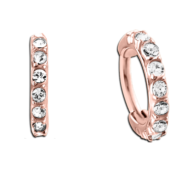 Rose Gold Jeweled Hinged Ring 1.2mm x 8mm