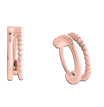 Rose Gold Hinged Ring Double Stack w Beads. 1.2mm x 8mm