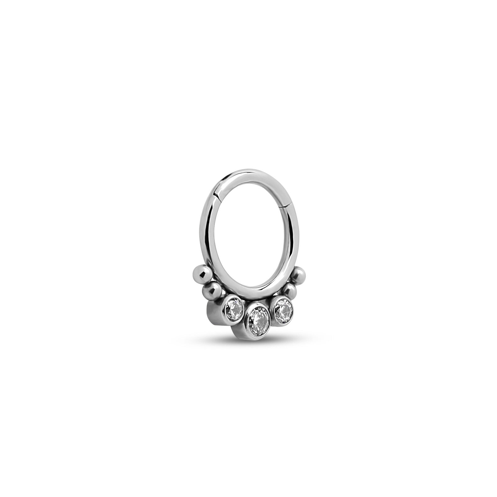 Trident 3 Jeweled Cluster Hinged Ring