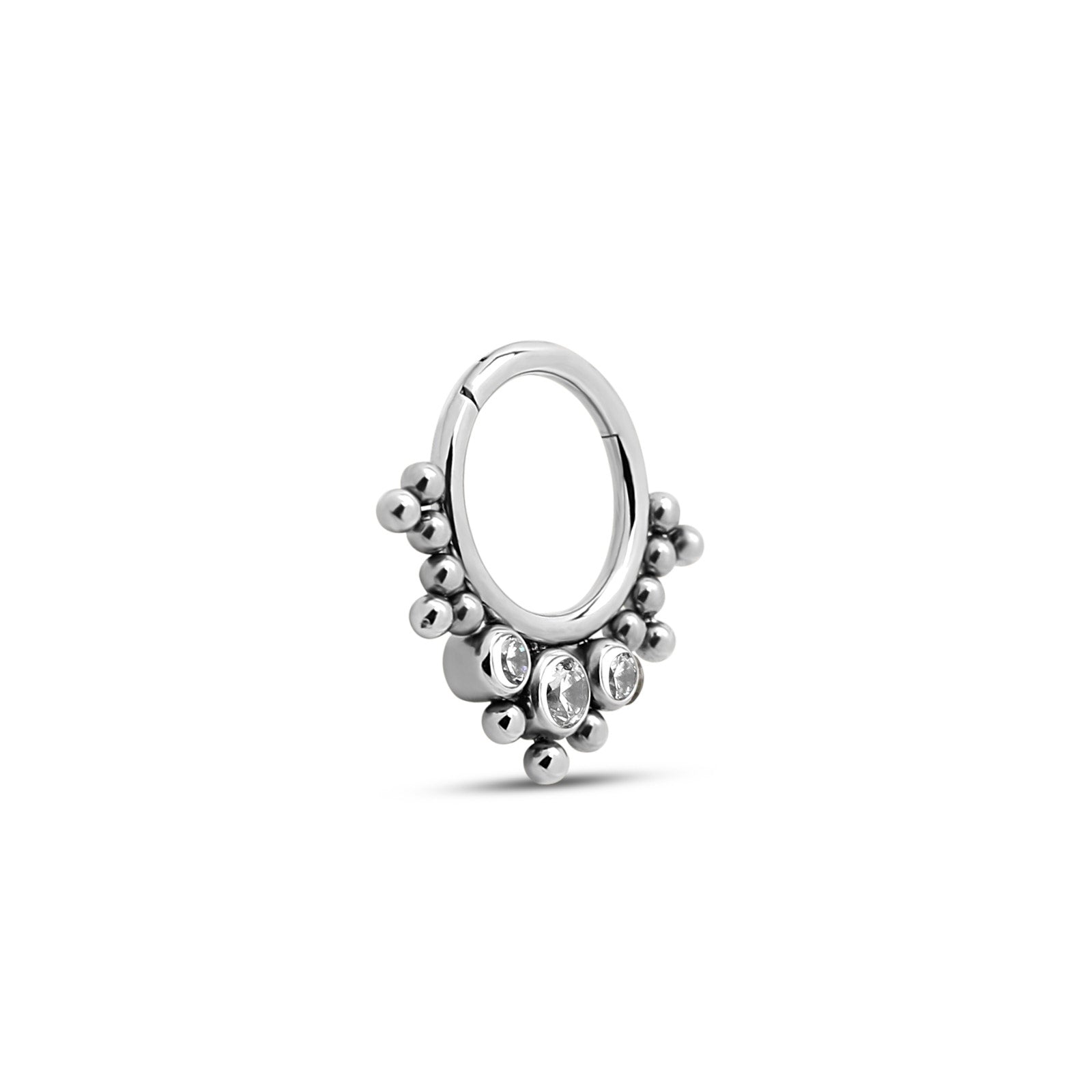 Trident 3 Jeweled Cluster Hinged Ring