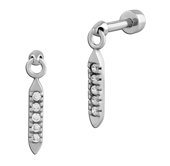 Steel Helix Jewel Dangle Bar 1.2mm x 6mm