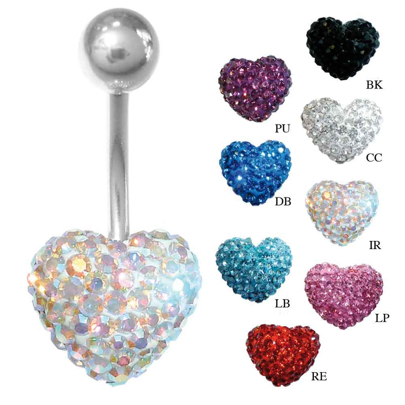 Crystal Stone Heart Belly Ring