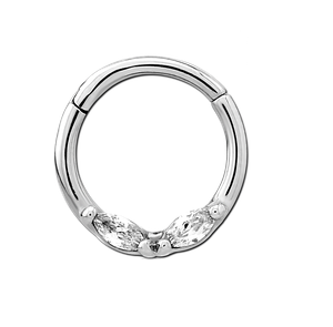 Surgical Steel Hinged Oval Jewelled Segment 1.2mm x 10mm