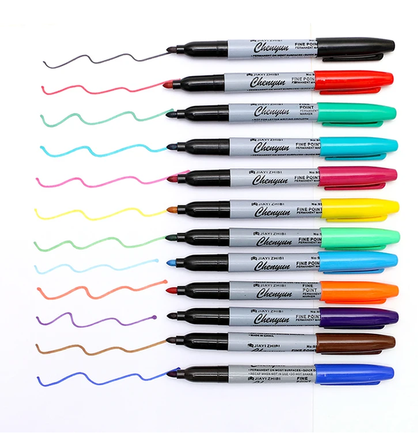 12 Colour Waterproof Marker Set
