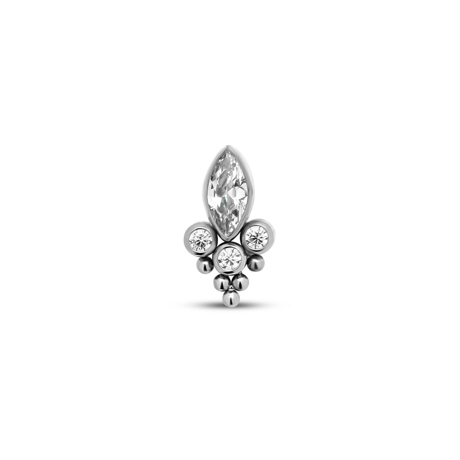 Trident Titanium Threadless Marquise Cluster
