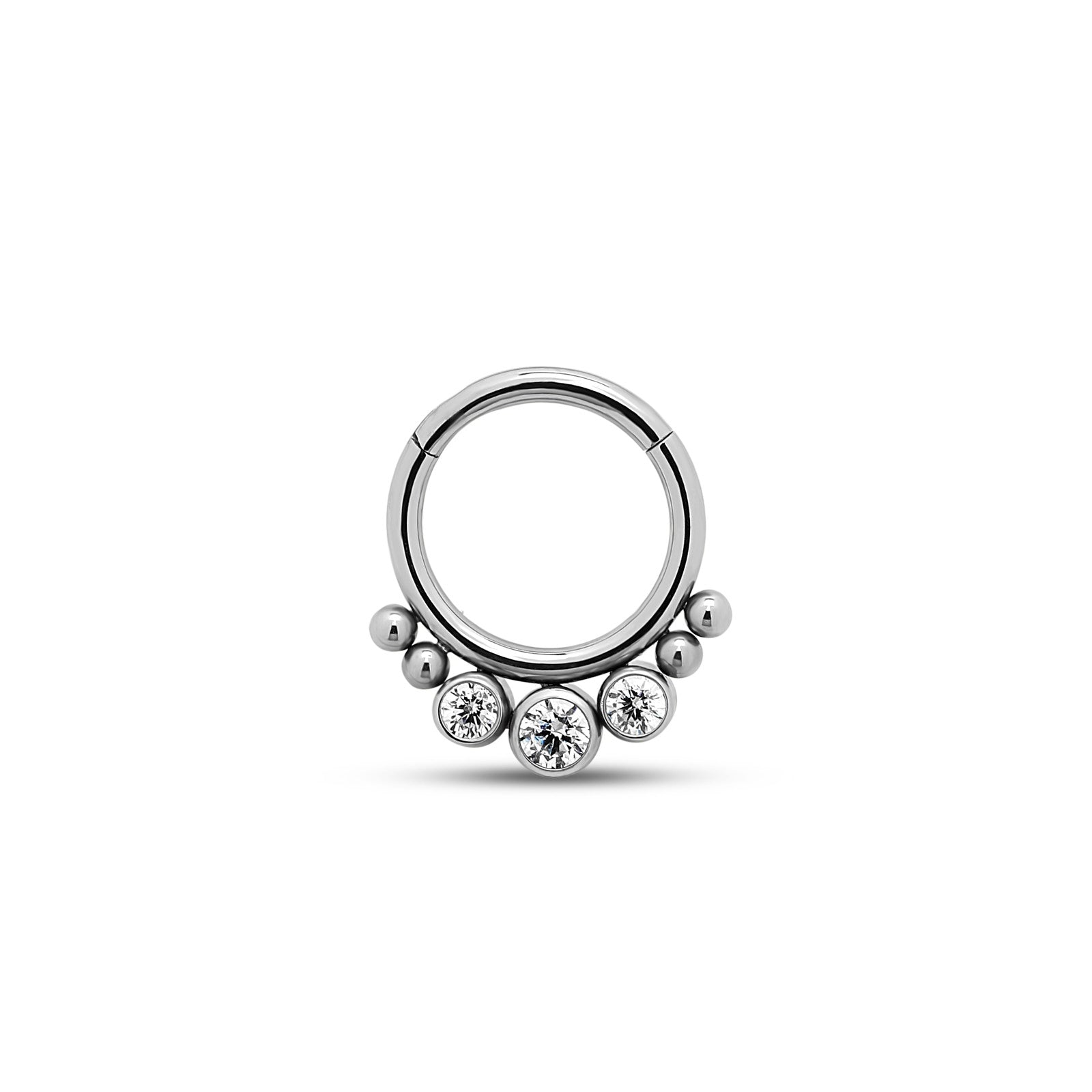 Trident 3 Jeweled Cluster Hinged Ring