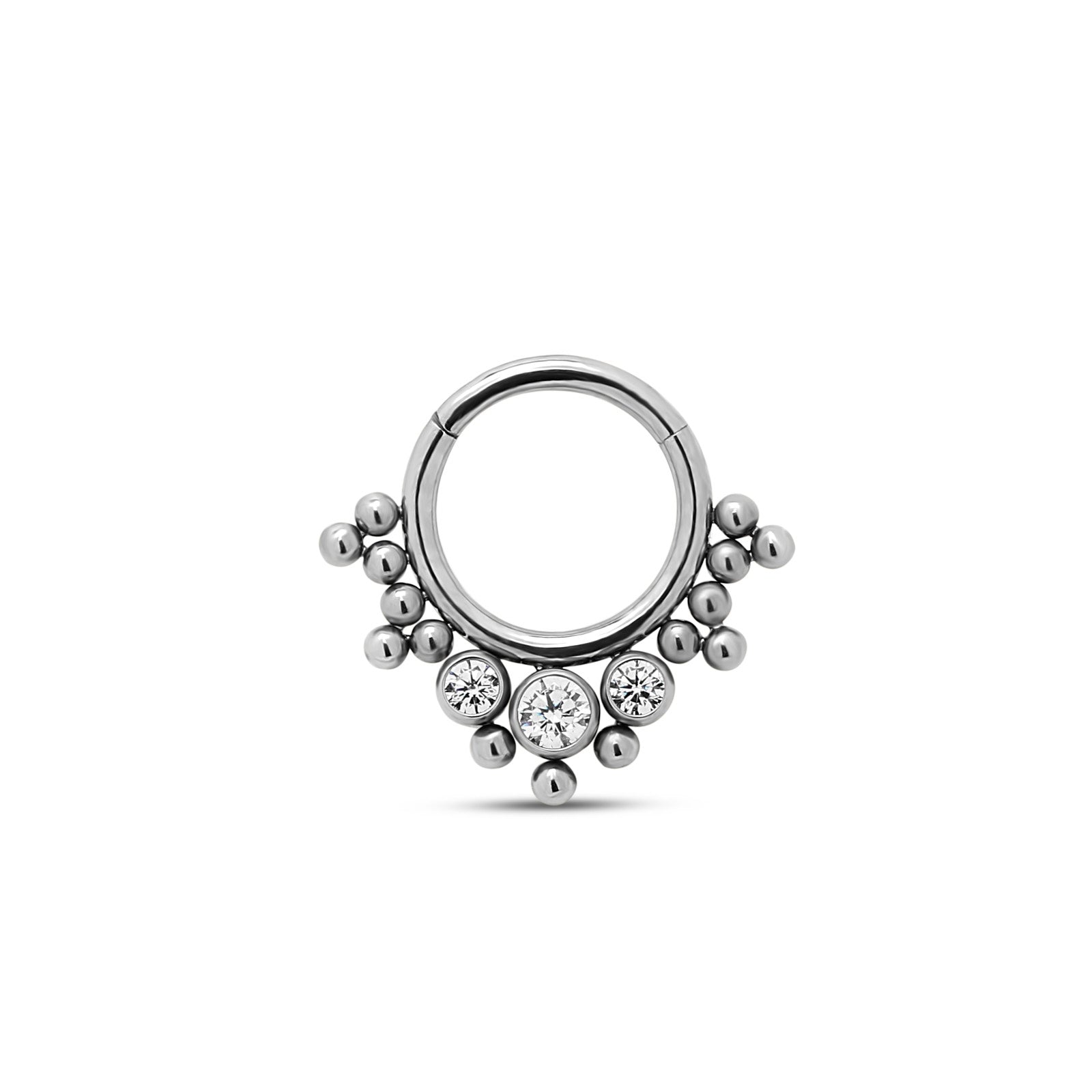 Trident 3 Jeweled Cluster Hinged Ring