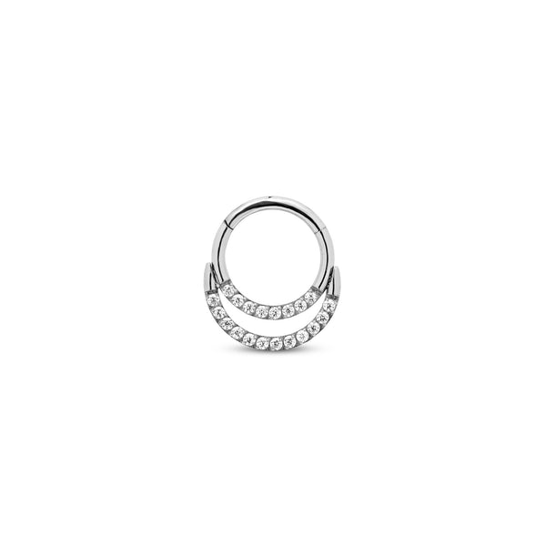 Trident Titanium Double Jeweled Forward facing Hinge Ring