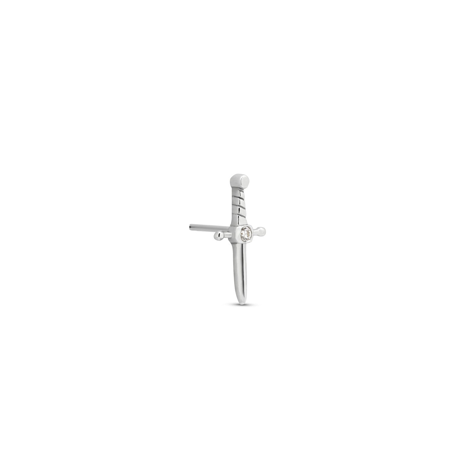 White 14kt Gold Threadless Jewel Sword