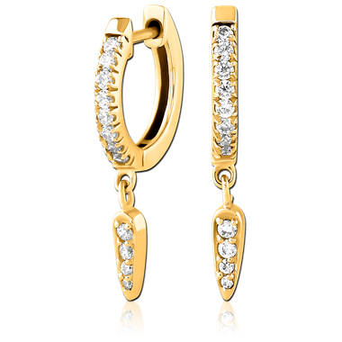 Gold PVDl Earring Jeweled With Dangle 1.0.mm x 10mm