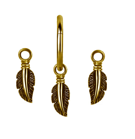 Gold PVD Feather Dangle Attachment