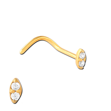 Gold PVD Oval Jewelled Nose Stud 0.8mm