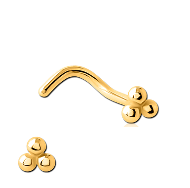 Gold PVD 3 Ball Nose Stud 0.8mm