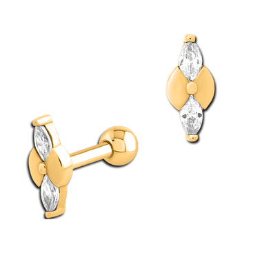Gold PVD Helix Jewelled Barbell