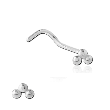 Surgical Steel 3 Ball Curved Nose Stud 0.8mm